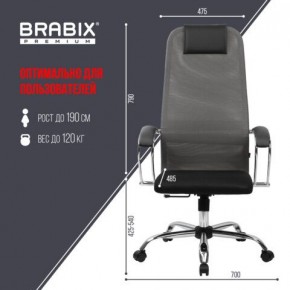 Кресло офисное BRABIX PREMIUM "Ultimate EX-800" хром, плотная двойная сетка Х2, черное/серое, 532912 в Чебаркуле - chebarkul.mebel24.online | фото 3