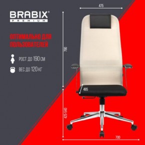 Кресло офисное BRABIX PREMIUM "Ultimate EX-801" хром, плотная двойная сетка Х2, черное/бежевое, 532919 в Чебаркуле - chebarkul.mebel24.online | фото 6