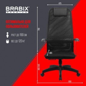 Кресло офисное BRABIX PREMIUM "Ultimate EX-801" пластик, плотная двойная сетка Х2, черное, 532922 в Чебаркуле - chebarkul.mebel24.online | фото 5