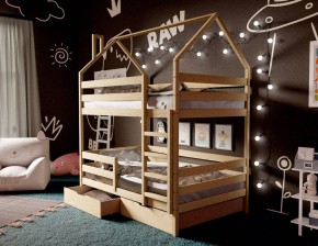 Кровать-домик двухъярусная 80*160 без покраски в Чебаркуле - chebarkul.mebel24.online | фото