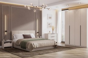 Кровать двойная №4 с основанием (Бежевый) в Чебаркуле - chebarkul.mebel24.online | фото 3
