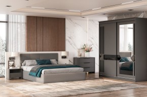 Кровать двойная №4 с основанием (Серый) в Чебаркуле - chebarkul.mebel24.online | фото 3