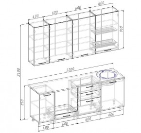 Кухонный гарнитур Графика 2200 (Стол. 38мм) в Чебаркуле - chebarkul.mebel24.online | фото 2