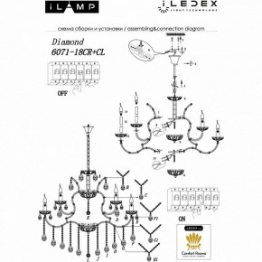 Подвесная люстра iLamp Diamond 6071-18 CR+CL в Чебаркуле - chebarkul.mebel24.online | фото 2
