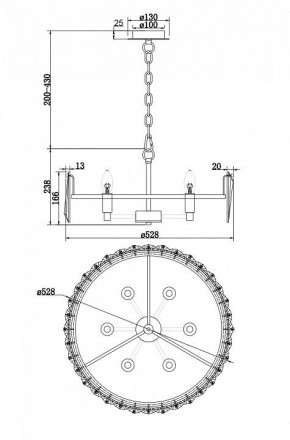 Подвесной светильник Maytoni Puntes MOD043PL-06G в Чебаркуле - chebarkul.mebel24.online | фото 4