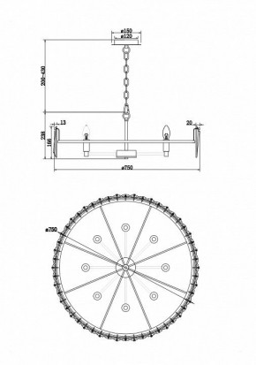 Подвесной светильник Maytoni Puntes MOD043PL-08CH в Чебаркуле - chebarkul.mebel24.online | фото 4