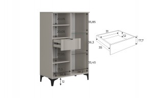 РИЧ Комод 2 со стеклом в Чебаркуле - chebarkul.mebel24.online | фото 3