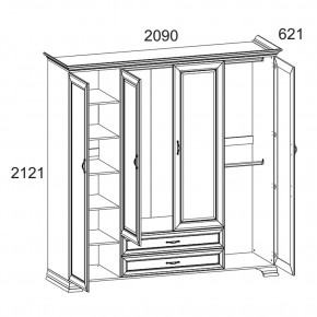 Шкаф 4D2S Z, TIFFANY, цвет вудлайн кремовый в Чебаркуле - chebarkul.mebel24.online | фото 1