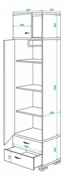 Шкаф платяной Домино КС-10 в Чебаркуле - chebarkul.mebel24.online | фото 3