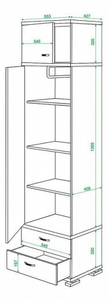 Шкаф платяной Домино КС-10 в Чебаркуле - chebarkul.mebel24.online | фото 2