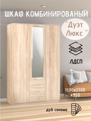 Шкаф комбинированный Дуэт Люкс с зеркалом в Чебаркуле - chebarkul.mebel24.online | фото