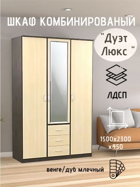 Шкаф комбинированный Дуэт Люкс с зеркалом в Чебаркуле - chebarkul.mebel24.online | фото 3