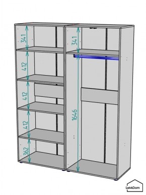 Шкаф Linnea MHR-4-1 2050х1600х510 (Графит-М 11.1.25) в Чебаркуле - chebarkul.mebel24.online | фото 3
