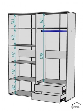 Шкаф Linnea MHR-4-2 2050х1600х510 (Графит-М 11.1.25) в Чебаркуле - chebarkul.mebel24.online | фото 3