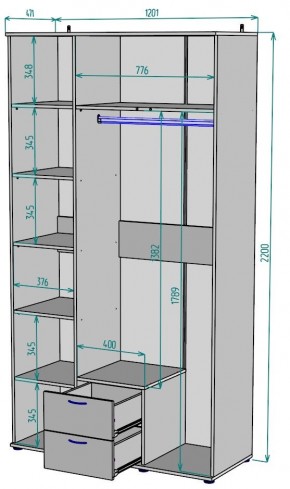 Шкаф Ольга H54 в Чебаркуле - chebarkul.mebel24.online | фото 2