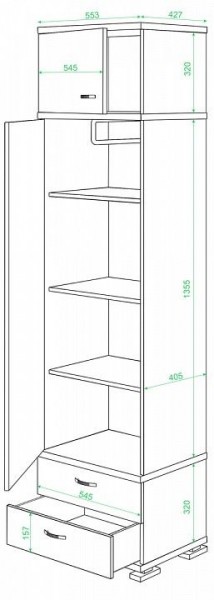 Шкаф платяной Домино КС-10 в Чебаркуле - chebarkul.mebel24.online | фото 2