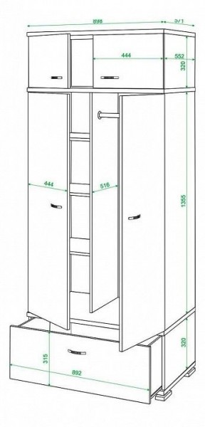 Шкаф платяной Домино КС-20 в Чебаркуле - chebarkul.mebel24.online | фото 3