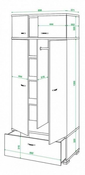 Шкаф платяной Домино КС-20 в Чебаркуле - chebarkul.mebel24.online | фото 3