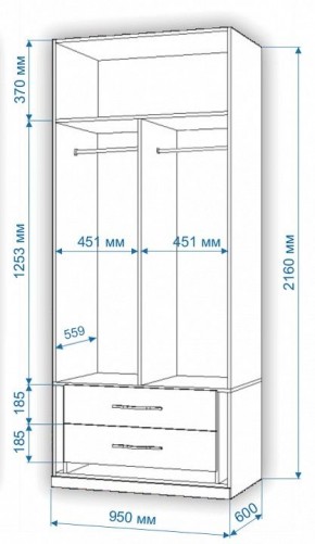 Шкаф платяной Нобиле Пл-95/60 в Чебаркуле - chebarkul.mebel24.online | фото 2