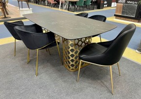 Стол CHIAVARI 220 KL-116 Черный мрамор матовый, итальянская керамика / бронзовый, ®DISAUR в Чебаркуле - chebarkul.mebel24.online | фото 2
