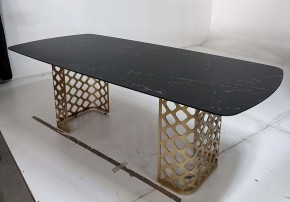 Стол CHIAVARI 220 KL-116 Черный мрамор матовый, итальянская керамика / бронзовый, ®DISAUR в Чебаркуле - chebarkul.mebel24.online | фото 4