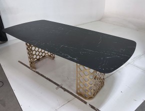 Стол CHIAVARI 220 KL-116 Черный мрамор матовый, итальянская керамика / бронзовый, ®DISAUR в Чебаркуле - chebarkul.mebel24.online | фото 6