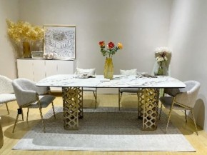 Стол CHIAVARI 220 KL-188 Контрастный мрамор матовый, итальянская керамика / Шампань, ®DISAUR в Чебаркуле - chebarkul.mebel24.online | фото 2