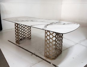 Стол CHIAVARI 220 KL-188 Контрастный мрамор матовый, итальянская керамика / Шампань, ®DISAUR в Чебаркуле - chebarkul.mebel24.online | фото 6