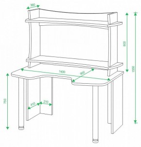 Стол компьютерный Домино lite СКЛ-Игр140 в Чебаркуле - chebarkul.mebel24.online | фото 2