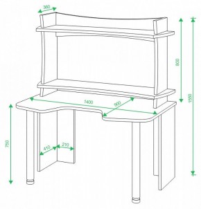 Стол компьютерный Домино Lite СКЛ-Игр140+НКИЛ140ВЛ в Чебаркуле - chebarkul.mebel24.online | фото 3