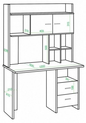 Стол компьютерный Домино Lite СКЛ-Прям120Р+НКЛХ-120 в Чебаркуле - chebarkul.mebel24.online | фото 2