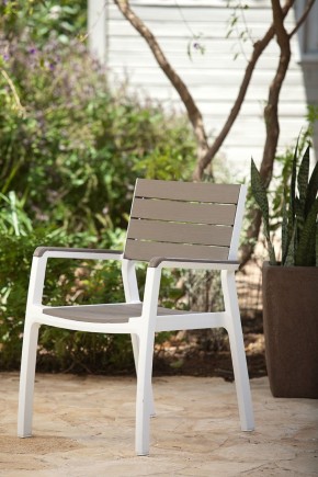 Стул c подлокотниками Гармония (Harmony armchair) белый-капучино в Чебаркуле - chebarkul.mebel24.online | фото 1