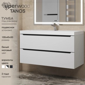 Тумба под раковину Uperwood Tanos 100 см, подвесная, белая/графит в Чебаркуле - chebarkul.mebel24.online | фото 3