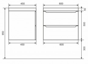 Тумба под раковину Uperwood Tanos 60 см, подвесная, белая/графит в Чебаркуле - chebarkul.mebel24.online | фото 6