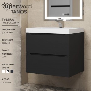 Тумба под раковину Uperwood Tanos 60 см, подвесная, черная матовая в Чебаркуле - chebarkul.mebel24.online | фото 3