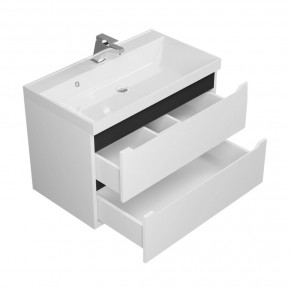 Тумба под раковину Uperwood Tanos 80 см, подвесная, белая/графит в Чебаркуле - chebarkul.mebel24.online | фото 2