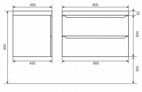 Тумба под раковину Uperwood Tanos 80 см, подвесная, белая/графит в Чебаркуле - chebarkul.mebel24.online | фото 6