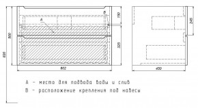 Тумба под раковину Uperwood Tanos 80 см, подвесная, белая/графит в Чебаркуле - chebarkul.mebel24.online | фото 7