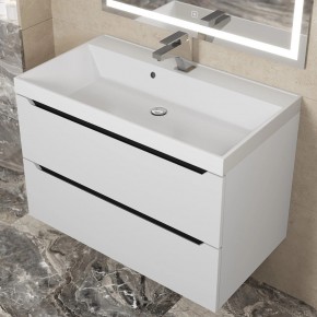 Тумба под раковину Uperwood Tanos 80 см, подвесная, белая/графит в Чебаркуле - chebarkul.mebel24.online | фото 8