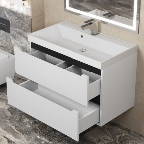 Тумба под раковину Uperwood Tanos 80 см, подвесная, белая/графит в Чебаркуле - chebarkul.mebel24.online | фото 9