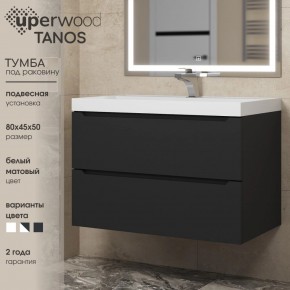 Тумба под раковину Uperwood Tanos 80 см, подвесная, черная матовая в Чебаркуле - chebarkul.mebel24.online | фото 3