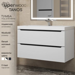 Тумба под раковину Uperwood Tanos 90 см, подвесная, белая/графит в Чебаркуле - chebarkul.mebel24.online | фото 3
