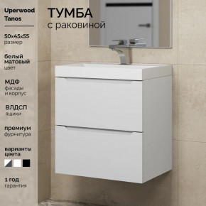 Тумба с раковиной Uperwood Tanos 50 см, подвесная, белая матовая в Чебаркуле - chebarkul.mebel24.online | фото 5
